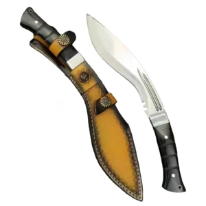 Messerscheide aus einteiligem 9Cr18Mov-Stahl mit handgeprgtem Rindslederholster,Kukri Messer