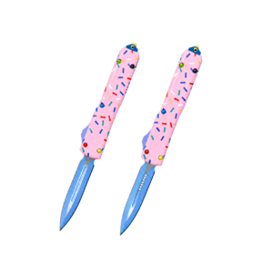 5.5-Zoll Doppelklingen-Donut-Griff OTF Messer – Rosa